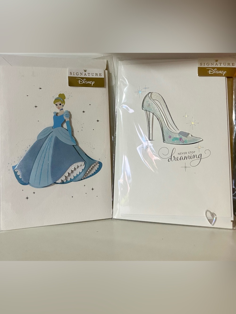 Hallmark Women's Heels Card with Blue Cinderella Dress and Glass Slipper